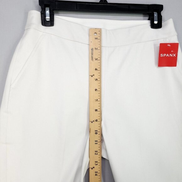 Spanx Pants Ankle Straight White Silver Lining Body Shaping Medium Pull Ons - Picture 6 of 16